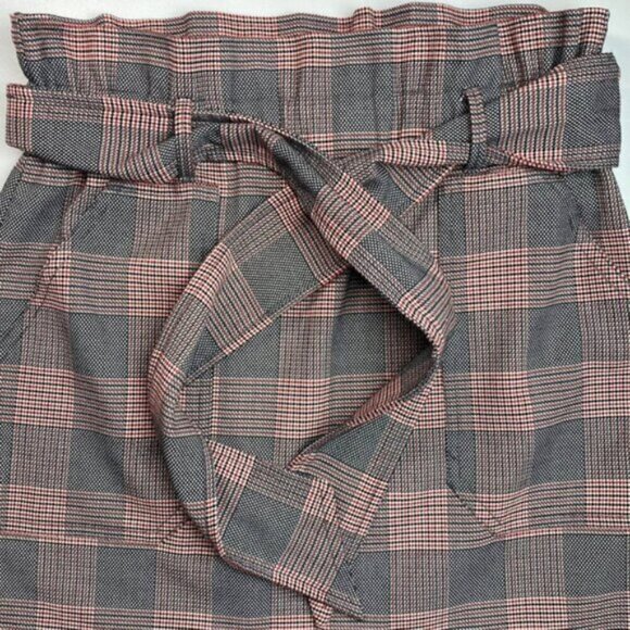 ZARA Trafaluc Plaid Paperbag Belted Mini Skirt Womens Size Small - Picture 6 of 6